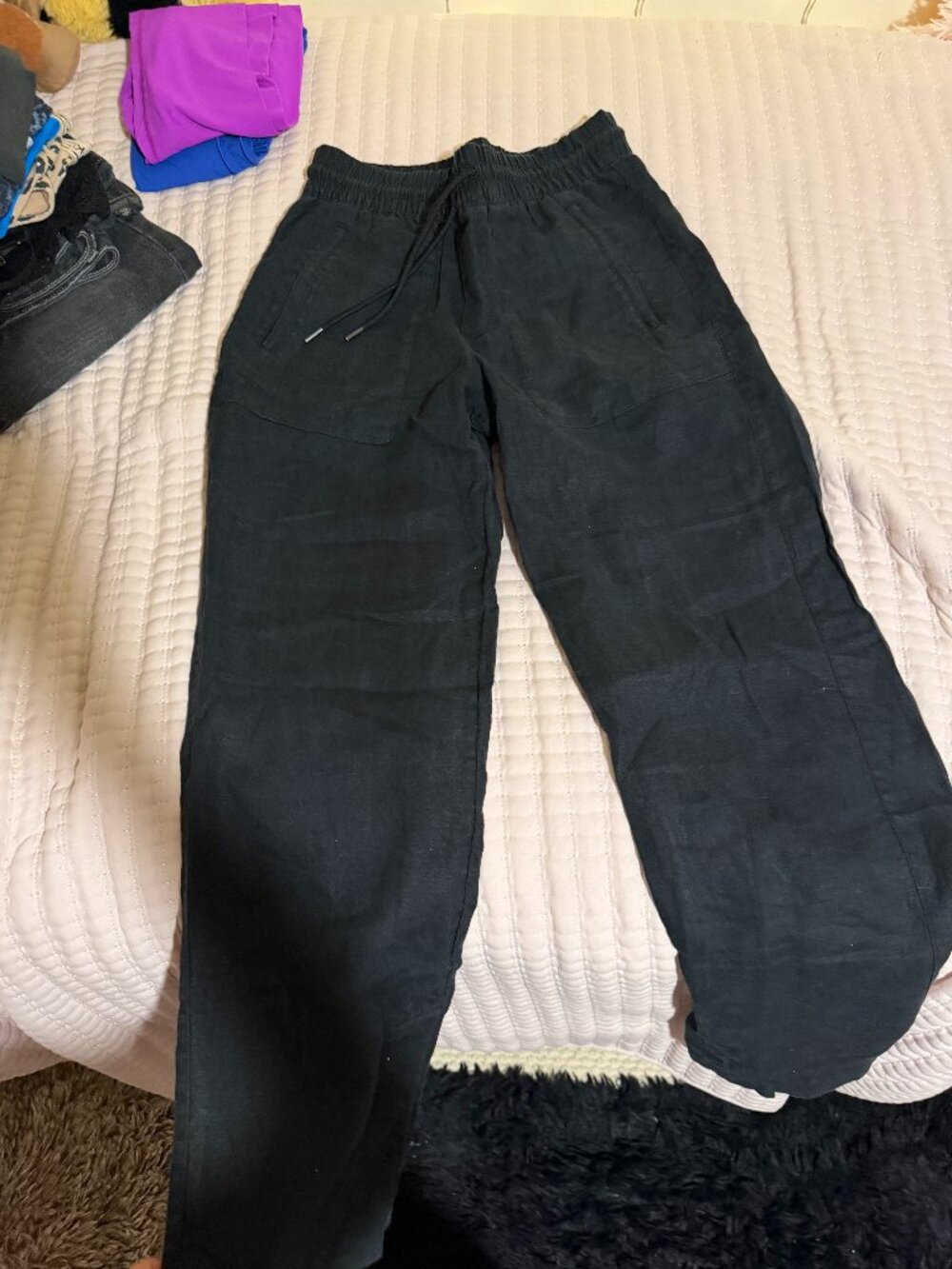 Athleta black linen pants